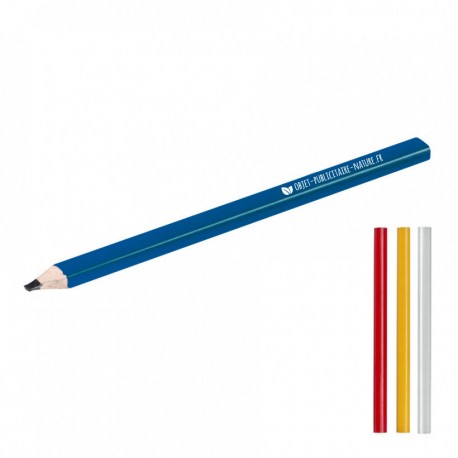 Crayon de charpentier (Blanc, Bois, 11g) comme goodies d'entreprise Sur
