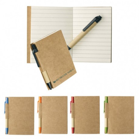Bloc-notes à personnaliser recyclé et stylo, Bloc-notes Publicitaire